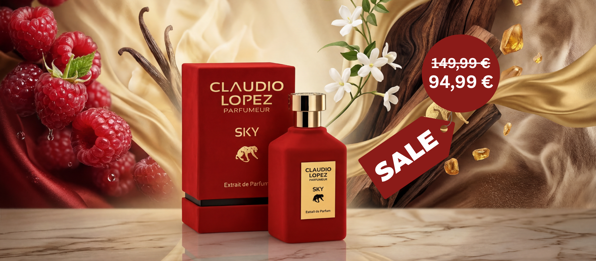 <p><em><strong>Himbeere, Vanille, Jasmin, Sandelholz, Moschus und Amber</strong></em></p>